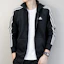 Sizing adidas 經典三條紋復古大學風連帽外套 - 黑色 S98786