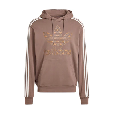 adidas Classic Mono Graphic Hoodie Brown 3-Stripes Logo Printed Men’s Hoodie IS0259