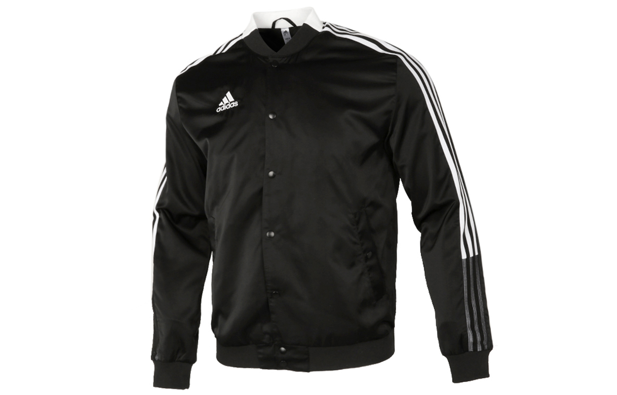 adidas Classic Stripe Logo Windbreaker Bomber Jacket Black - Casualwear GL6860