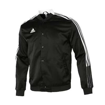 adidas Classic Stripe Logo Windbreaker Bomber Jacket Black - Casualwear GL6860