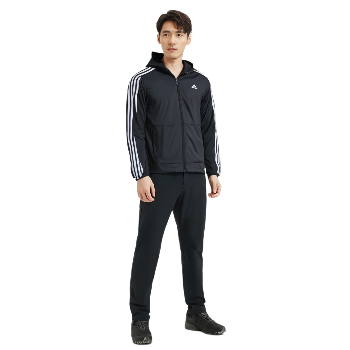 Sizing 阿迪达斯经典三条纹防风夹克黑色 - 秋季款 GQ0600