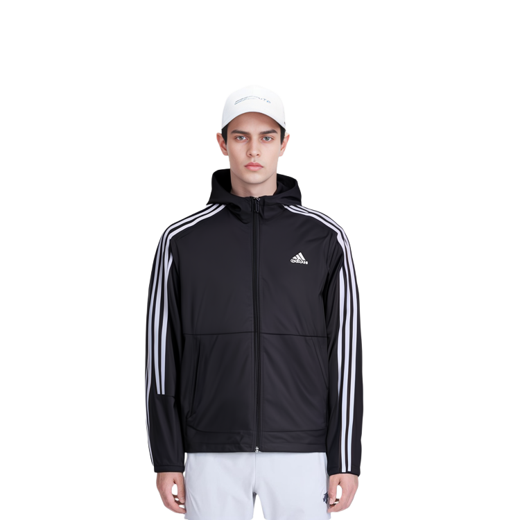 Cheap 阿迪达斯经典三条纹防风夹克黑色 - 秋季款 GQ0600