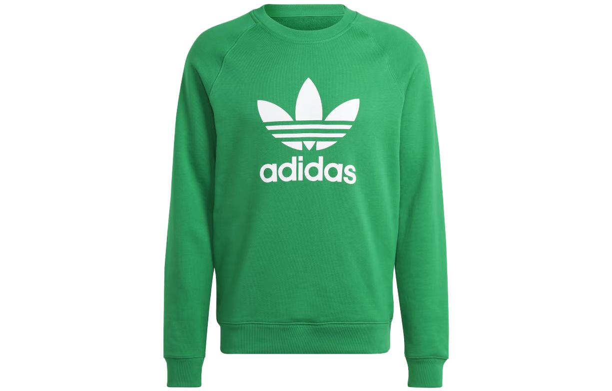 adidas Classic Trefoil Logo Print Crewneck Long Sleeve Sweatshirt Green Men IM4503