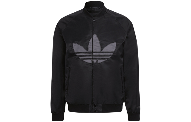 adidas Clgt Jacket  Black Big Logo Baseball Style Outerwear. HP0430