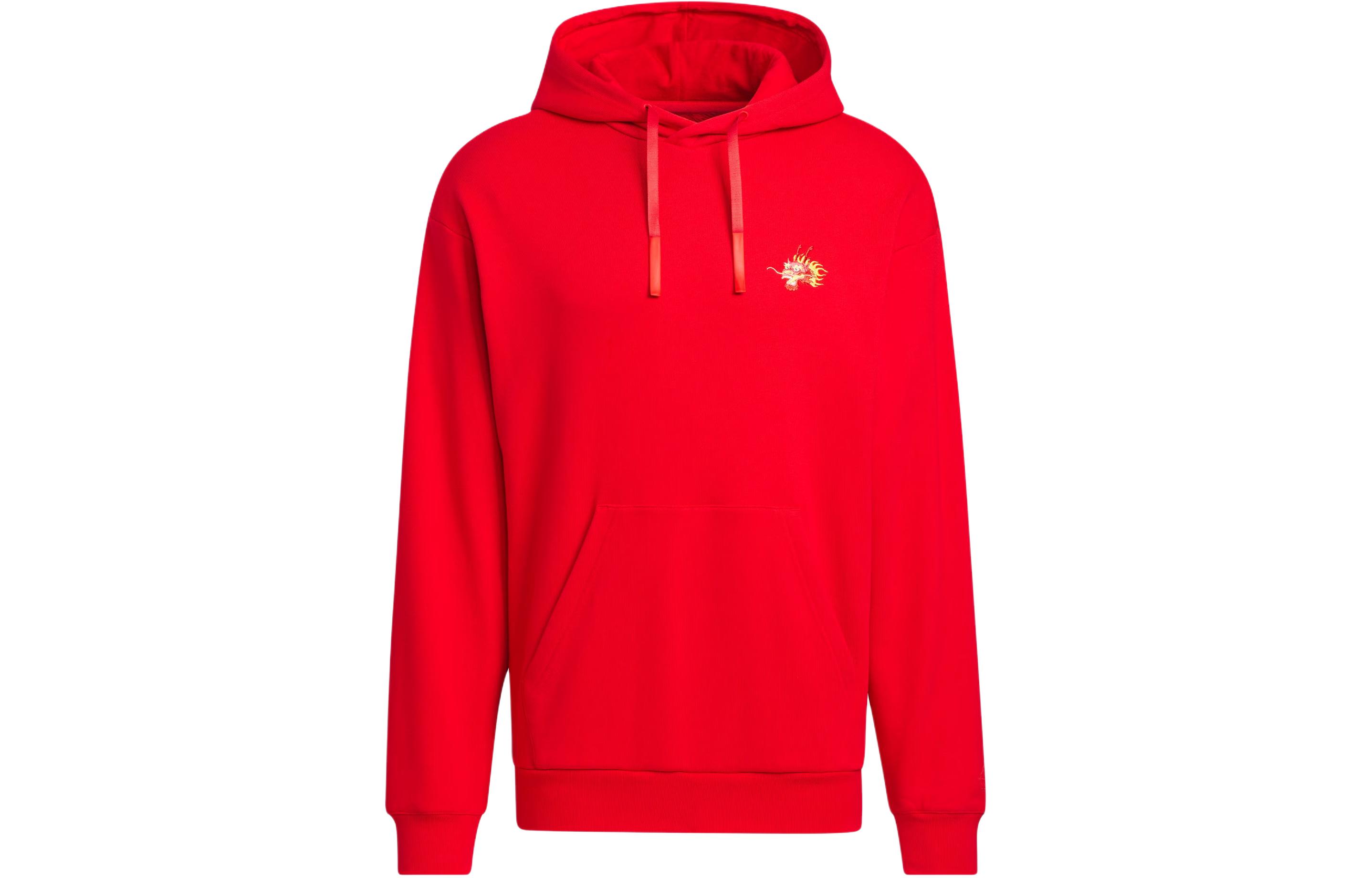 adidas CNY Dragon Embroidery Hoodie Light Scarlet JE6114