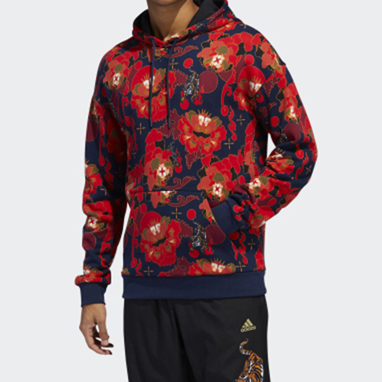 Shop adidas Sudadera Roja Edición Limitada CNY Floral Fleece GG0774
