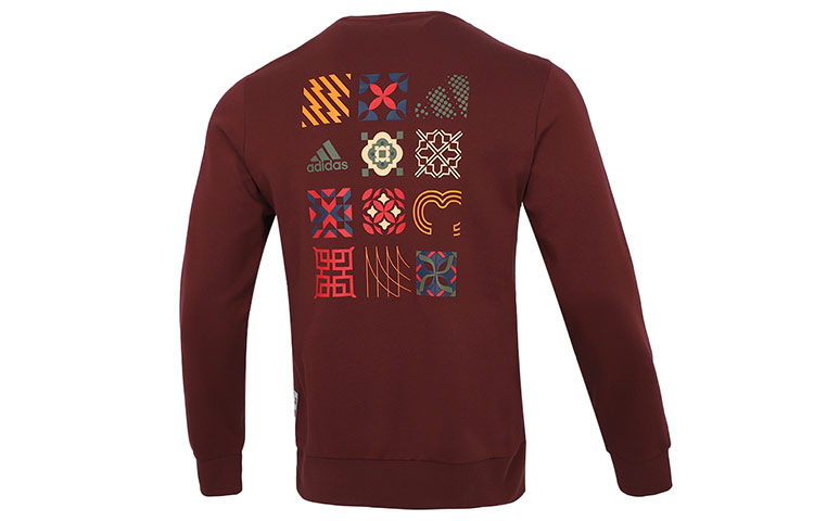 adidas CNY GFX Crew2 Pullover Sweatshirt Dark Red HC0265