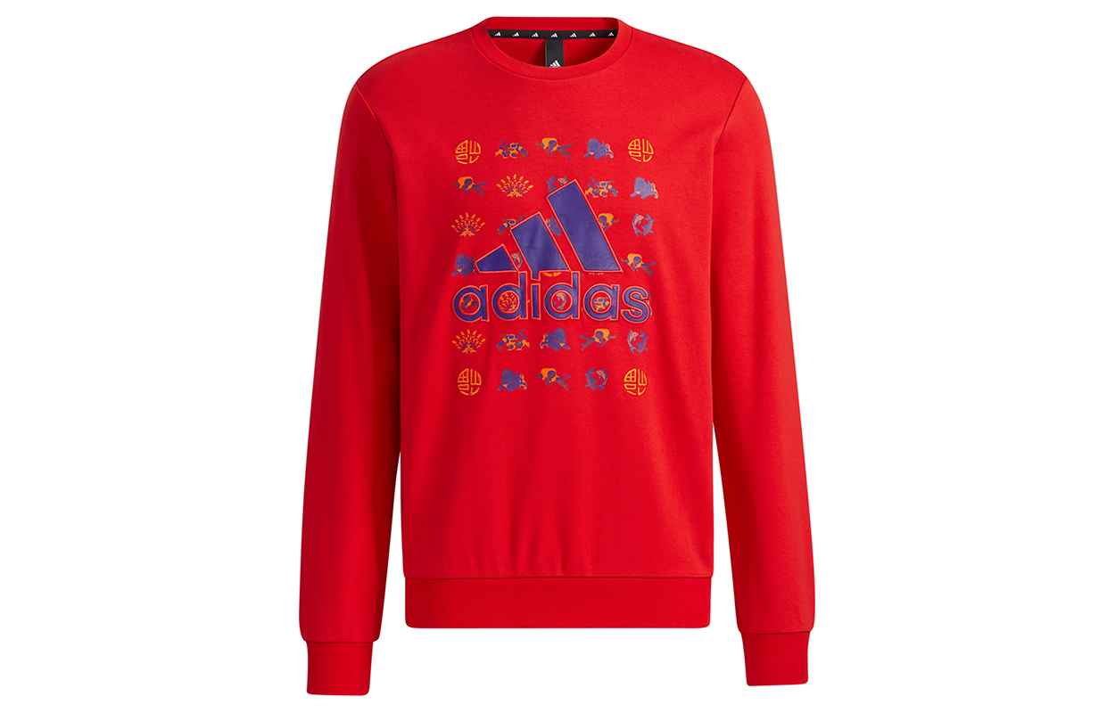 adidas CNY GFX Crewneck Sweatshirt Light Scarlet Logo Print Pullover GQ8839
