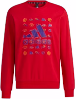 adidas CNY GFX Crewneck Sweatshirt Light Scarlet Logo Print Pullover GQ8839