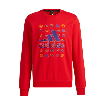 adidas CNY GFX Crewneck Sweatshirt Light Scarlet Logo Print Pullover GQ8839