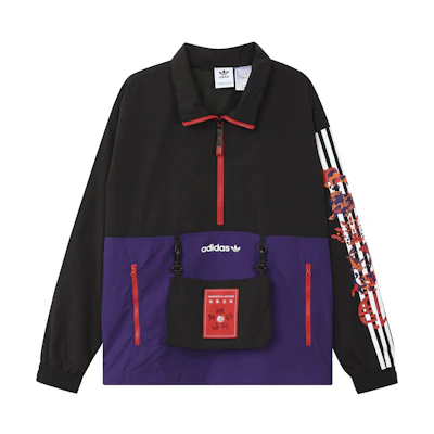 adidas CNY Half-Zip Pocket Patchwork Vintage Stand Collar Jacket Black Men GP1866