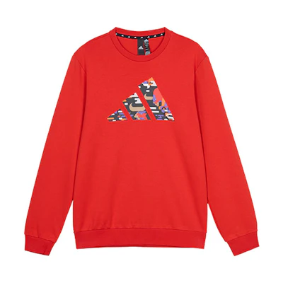adidas CNY Logo Print Crewneck Sweatshirt Light Crimson GP1838