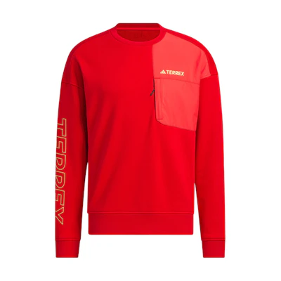 adidas CNY Logo Print Red Crewneck Sweatshirt Long Sleeve IP9948