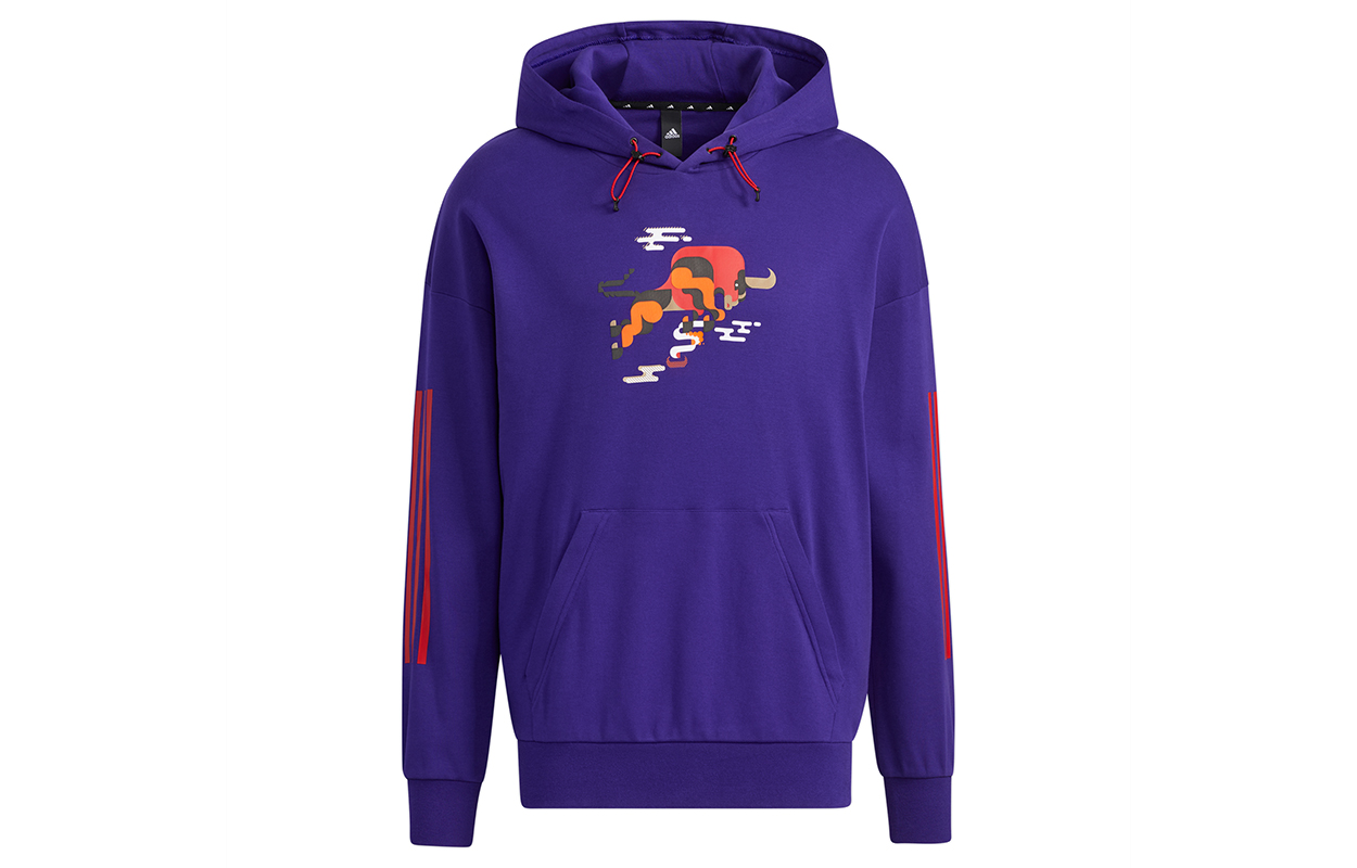 adidas CNY Print Striped Pullover Sweatshirt Collegiate Purple GQ0890