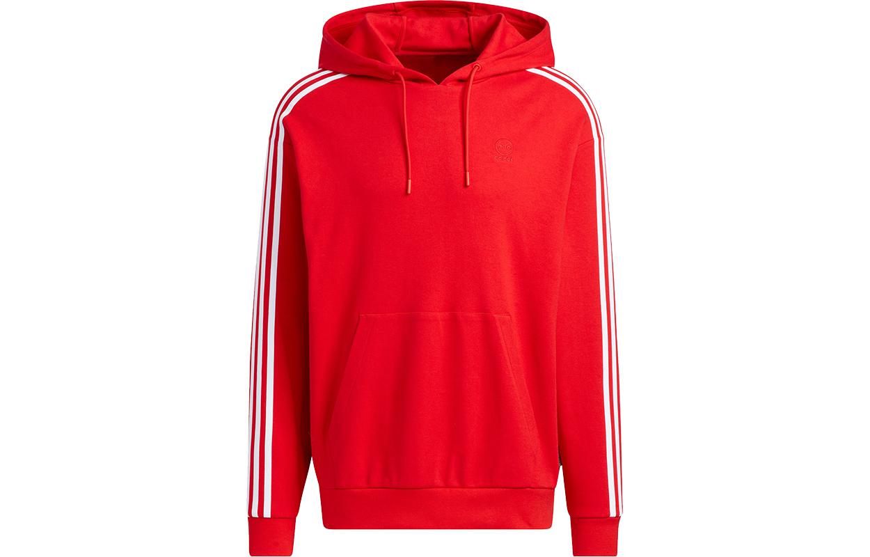 adidas CNY Red Hoodie with New Three Stripes Logo Print for Men IA6890