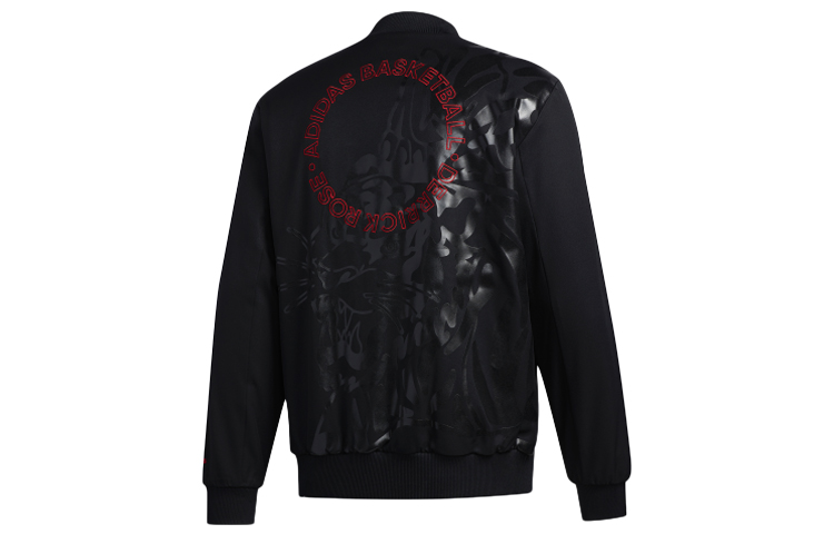 Lookbook 아디다스 CNY 로즈 블랙 농구 백 프린트 봄버 재킷 GH4993