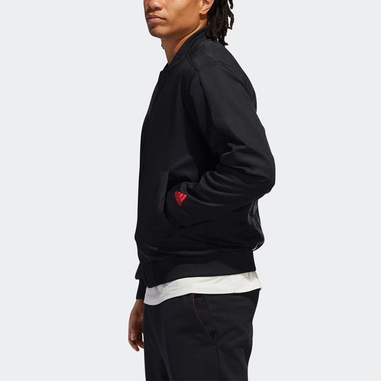 Details for 아디다스 CNY 로즈 블랙 농구 백 프린트 봄버 재킷 GH4993