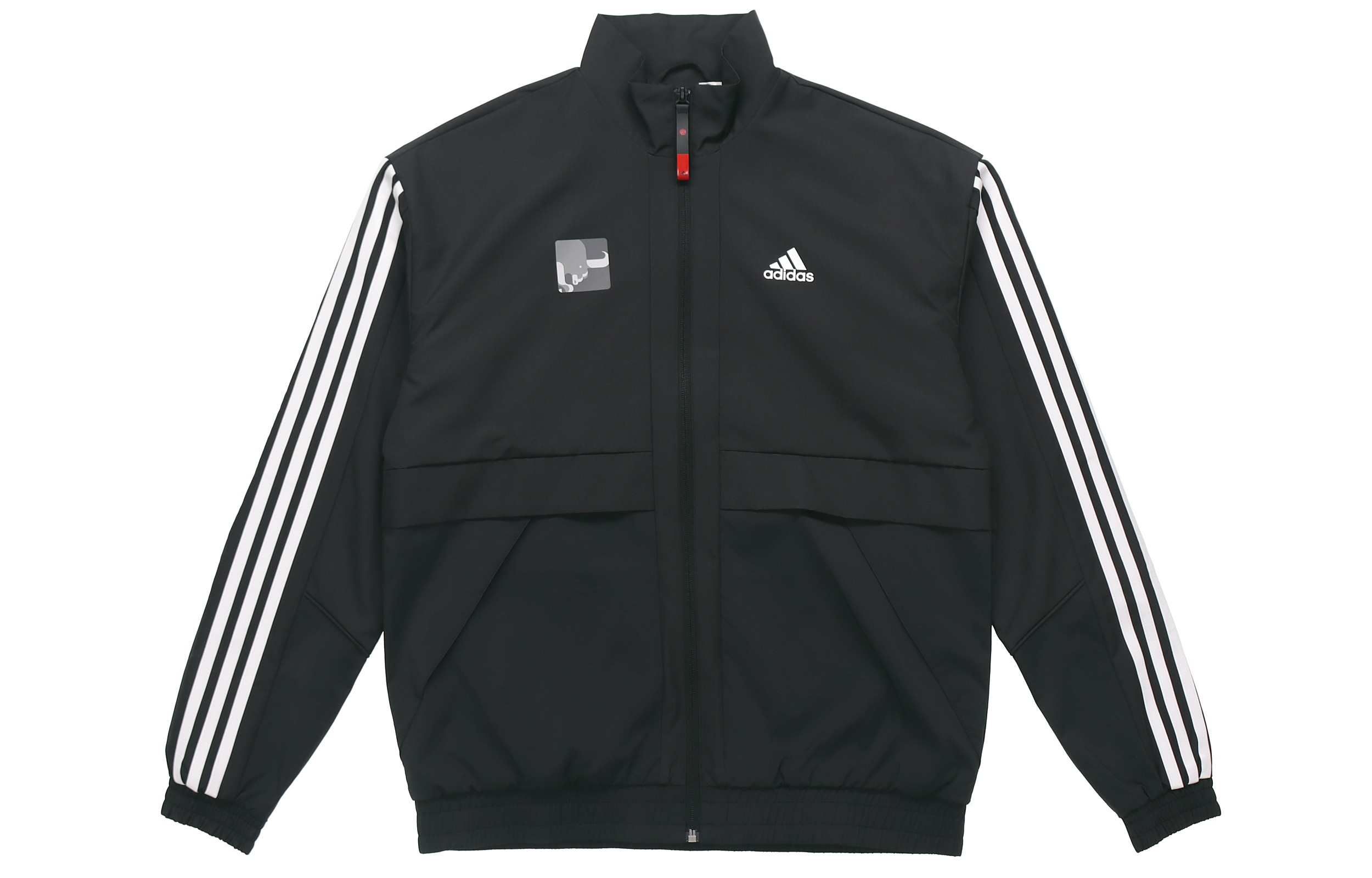 adidas CNY Series Black Retro Striped Warm Fleece Track Jacket GP1823