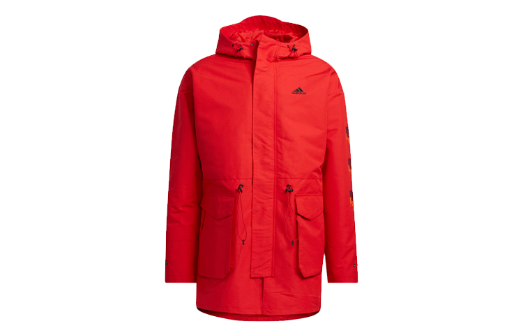 adidas CNY Series Red Printed Training Hooded Fleece Woven Jacket H37918