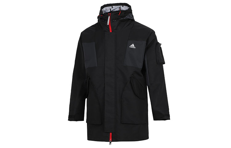 adidas CNY Year of Tiger Fleece Hoodie Outdoor Utility Jacket Black Mens Winter HC0275