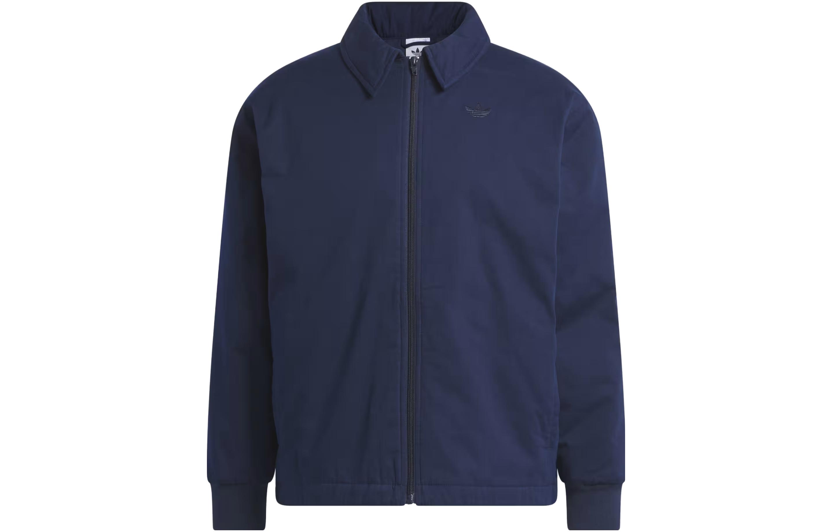 adidas Coach Bomber Jacket Unisex Navy - Solid Logo Loose Fit Long Sleeve Jacket IJ0960