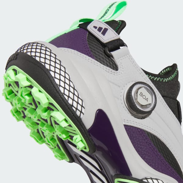 Cheap 阿迪达斯 Codechaos 25 BOA 无钉中帮高尔夫鞋 黑灰/极光紫 JQ7717