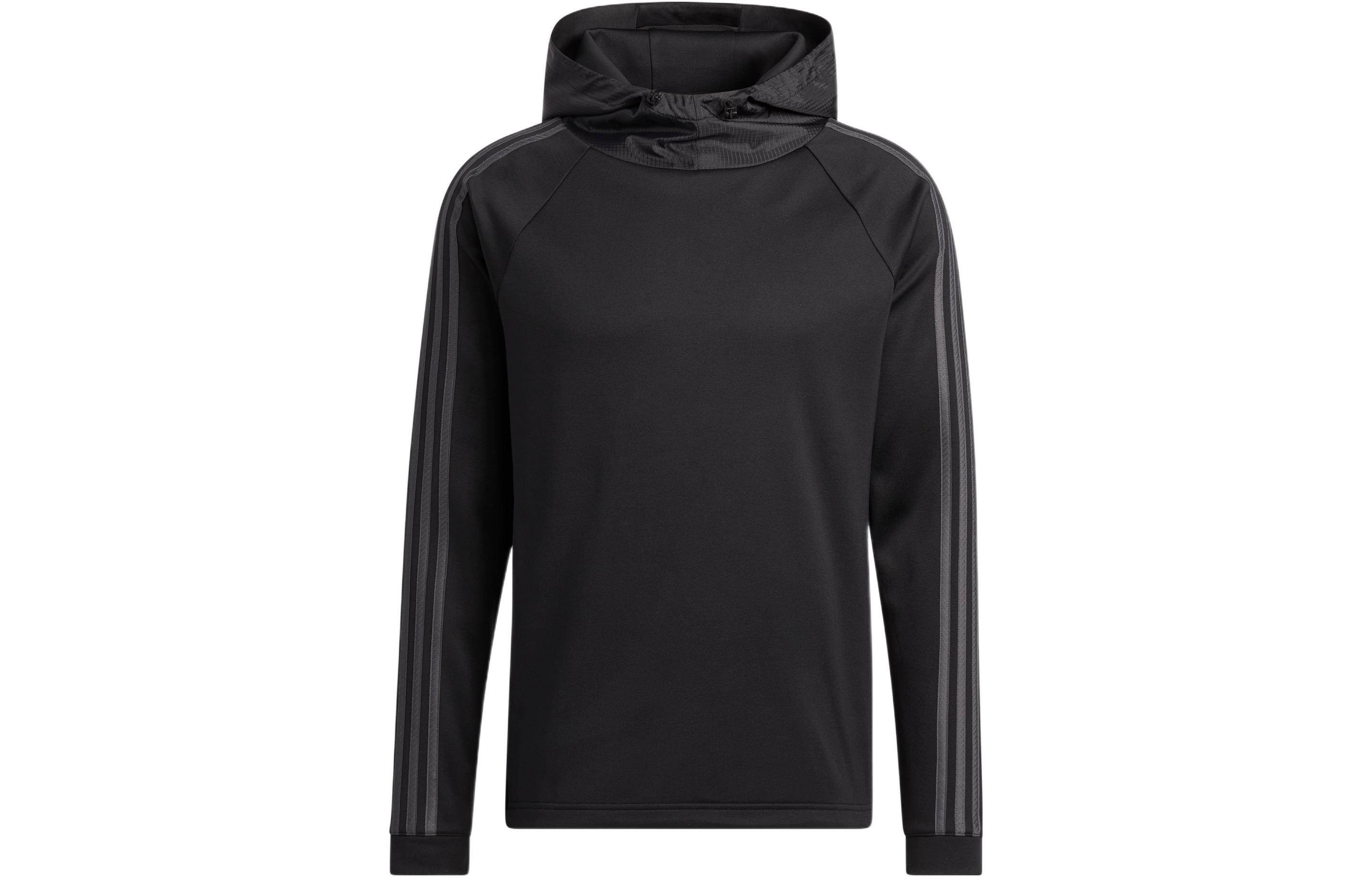 adidas Coldrdy Black Pullover Hoodie with Solid Stripes HI3847