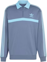 adidas Collared Sweatshirt Ink Blue Half-Zip Striped Loose Fit Pullover IS2147