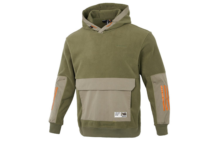 adidas Color-Block Fleece Pullover Hoodie Green H45218