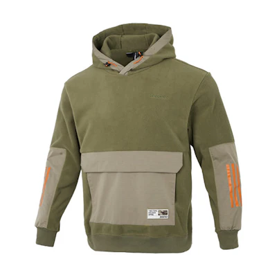 adidas Color-Block Fleece Pullover Hoodie Green H45218