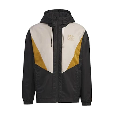 adidas Color Block Logo Print Hoodie Jacket Unisex - Black IK6005