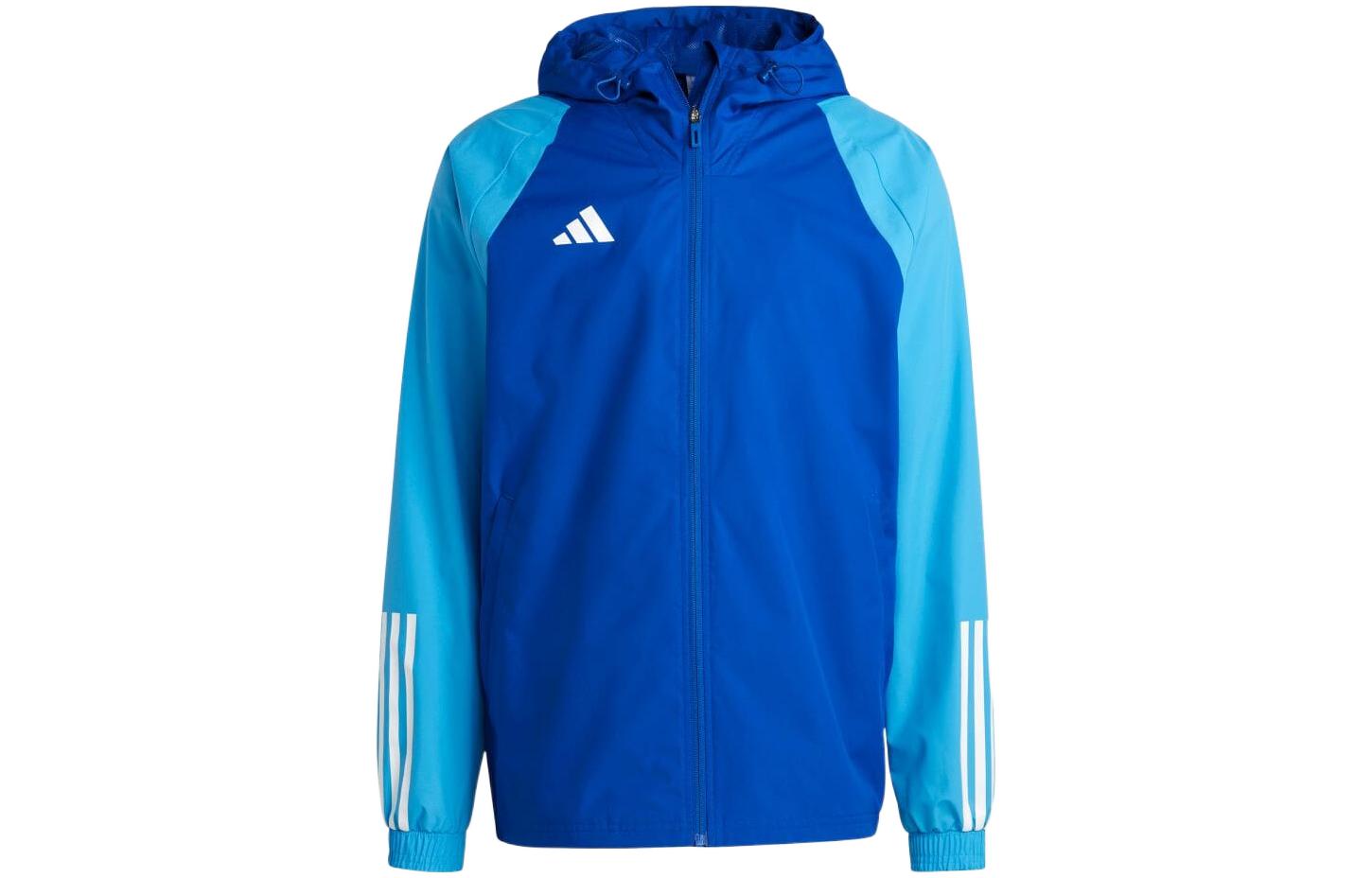 adidas Colorblock 3-Stripes Logo Print Hooded Jacket Blue IC4572