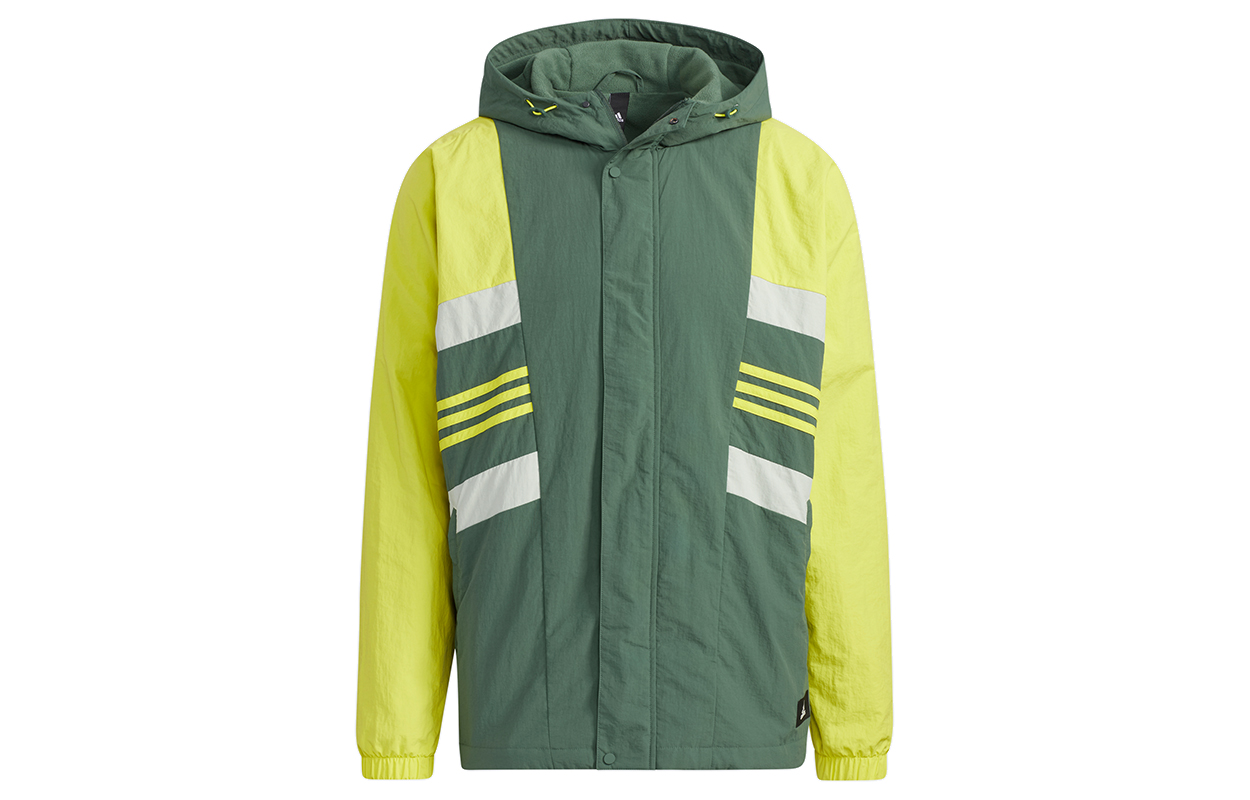 adidas COLORBLOCK Casual Sports Hooded Jacket Green Colorblock Design H17983