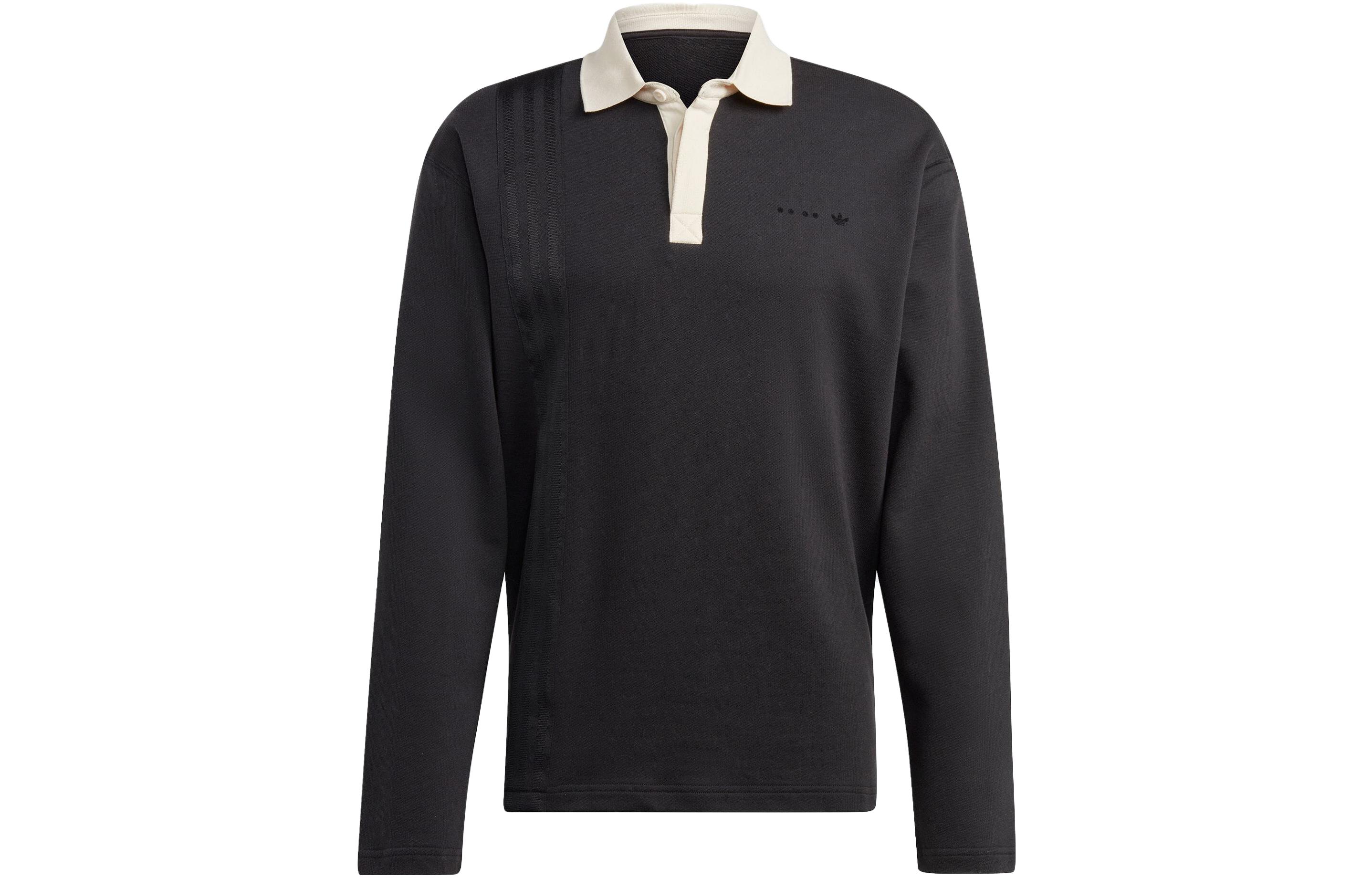 adidas Colorblock Collegiate Style Polo Sweatshirt Unisex - Black IC8396