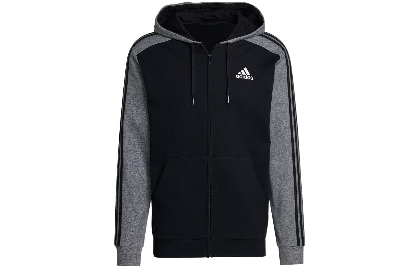 adidas Colorblock Embroidered Logo Zip Hoodie Jacket - Black HK2897