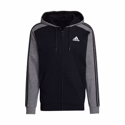 adidas Colorblock Embroidered Logo Zip Hoodie Jacket - Black HK2897