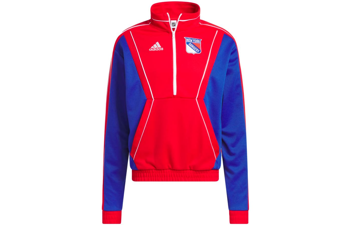 adidas Colorblock Half-Zip Pullover Sweatshirt Unisex Red HY3087