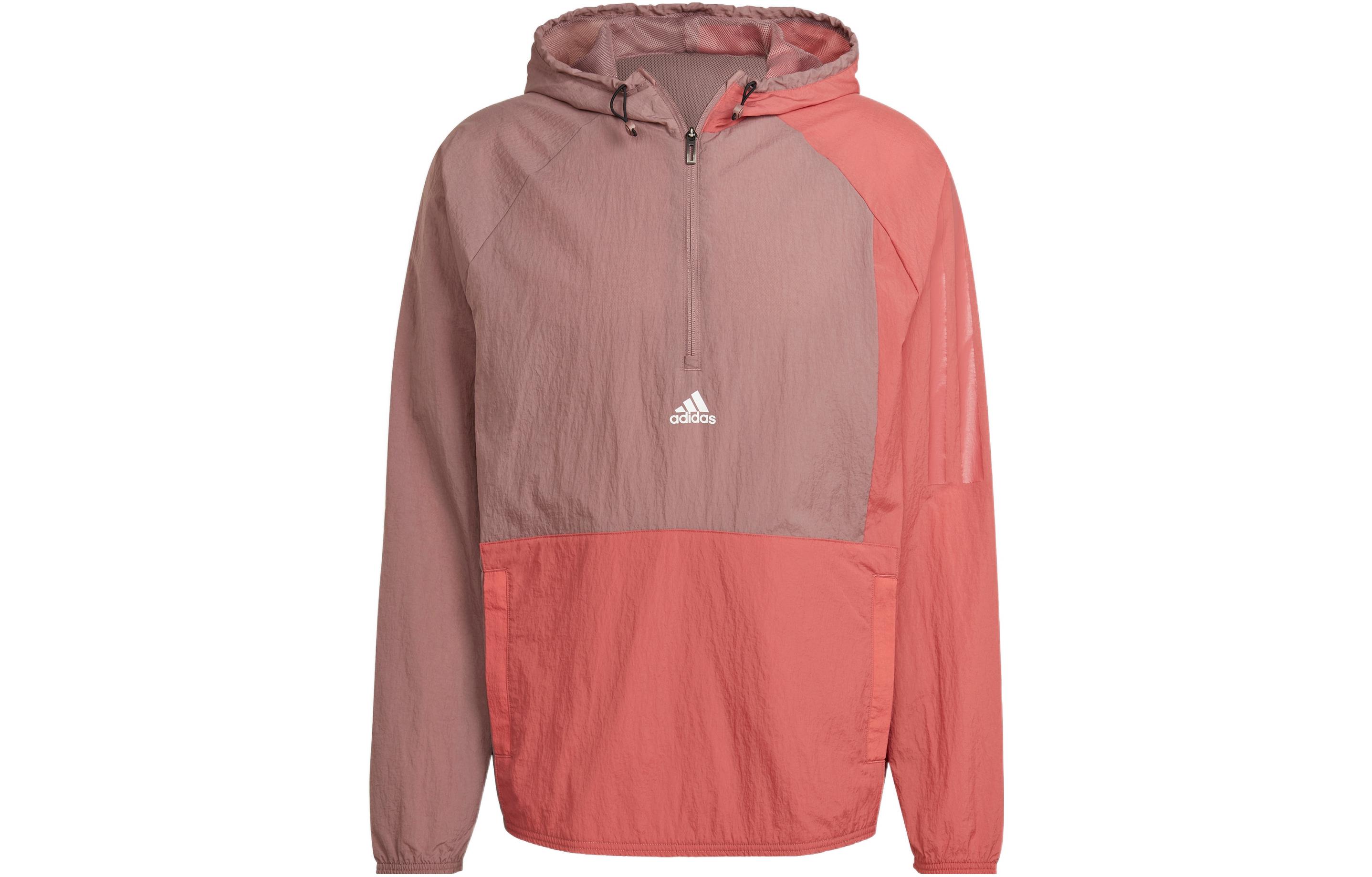 adidas Colorblock Hooded Fitness Jacket Pink HZ9708