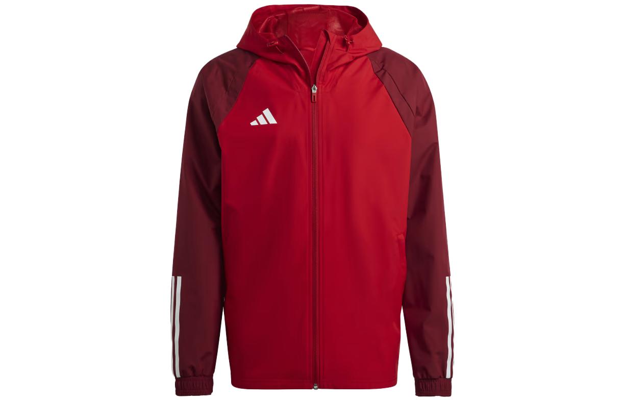adidas Colorblock Hooded Jacket Carmine Red Casual Sportswear HE5653