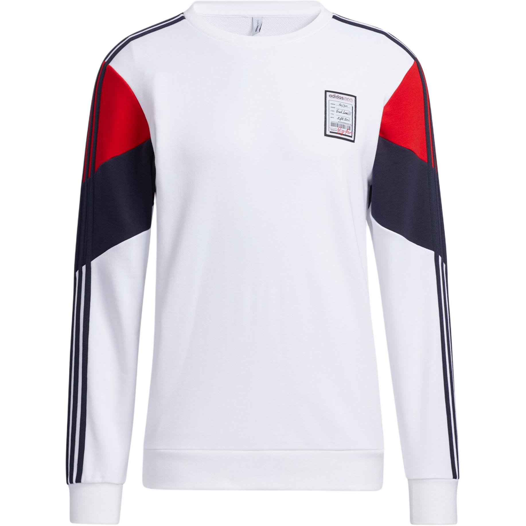 adidas Colorblock Letter Print Pullover Crewneck Sweatshirt White GU0843