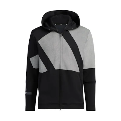 adidas Colorblock Logo Hoodie Jacket Mens Black HZ1418