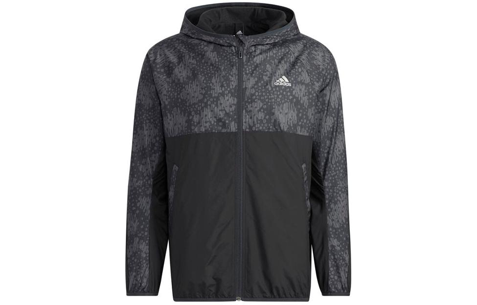 adidas Colorblock Logo Hoodie Jacket Unisex Black HB3660