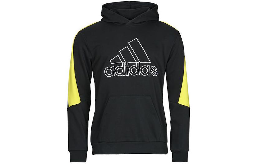 adidas Colorblock Logo Hoodie Unisex Pullover Black HU1516