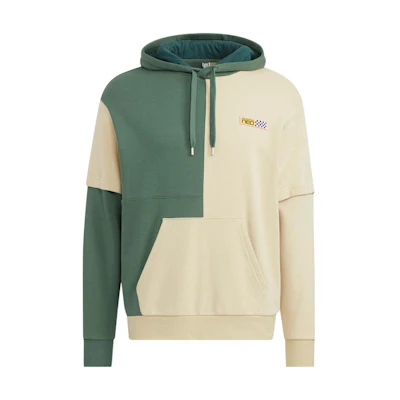 adidas Colorblock Logo Hoodie White/Green Retro Style Pullover HN4726