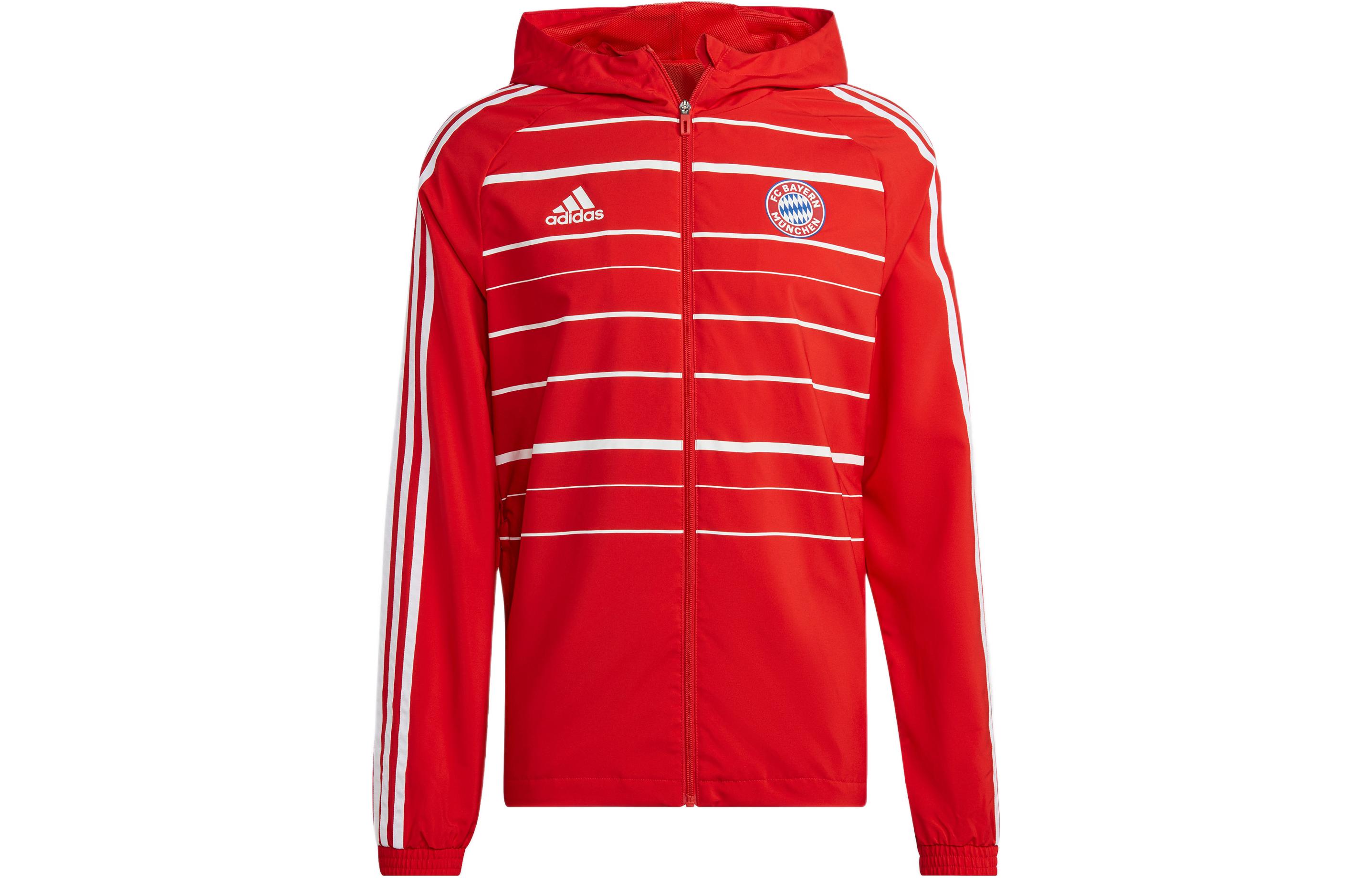 adidas Colorblock Logo Print Hoodie Football Jacket HF1358