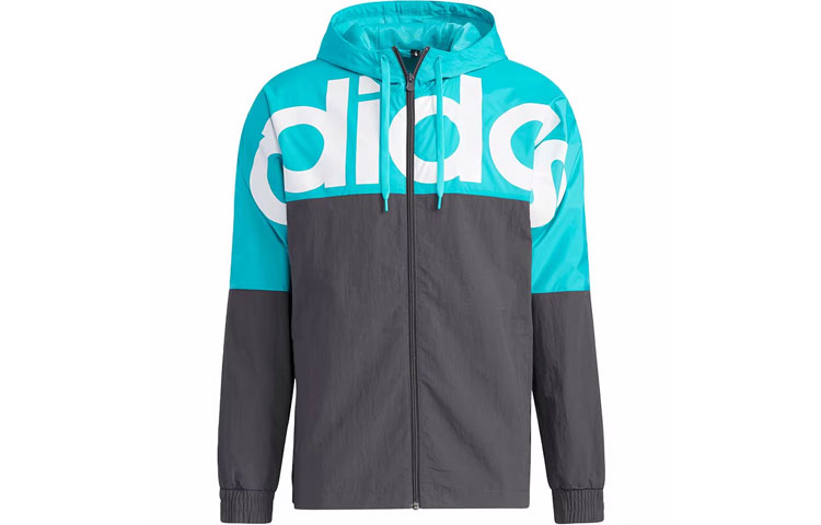 adidas Colorblock Logo Print Long Sleeve Jacket Blue GQ2873