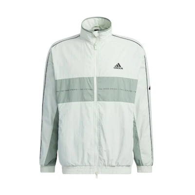 adidas Colorblock Logo Print Long Sleeve Jacket Linen Green Unisex IA9427