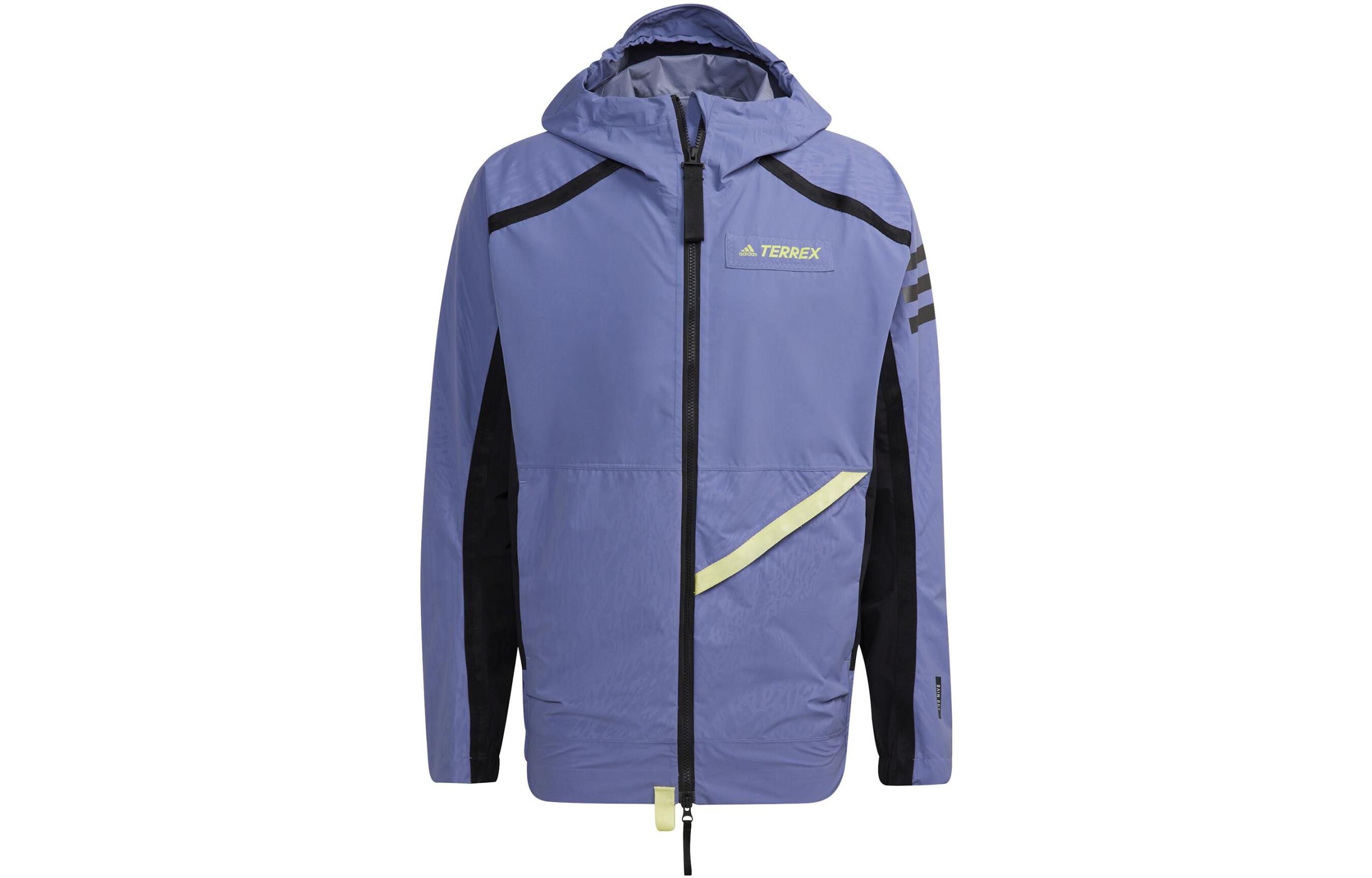 adidas Colorblock Logo Windproof Waterproof Hooded Jacket Blue GQ3705