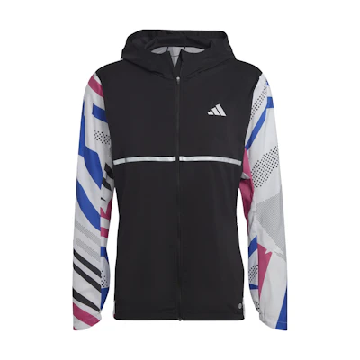 adidas Colorblock Logo Zip Hoodie Jacket in Black HM8431