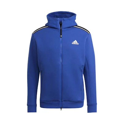 adidas Colorblock Moisture-Wicking Hooded Sweatshirt Blue H39841